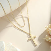 Gold Layered Cross Necklace for Women